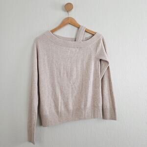 SWTR Off The Shoulder Wool Cashmere Sweater Small Cream Neutral Ribbed Knit